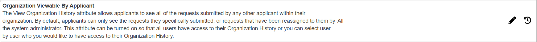 Organization Viewable By Applicant setting