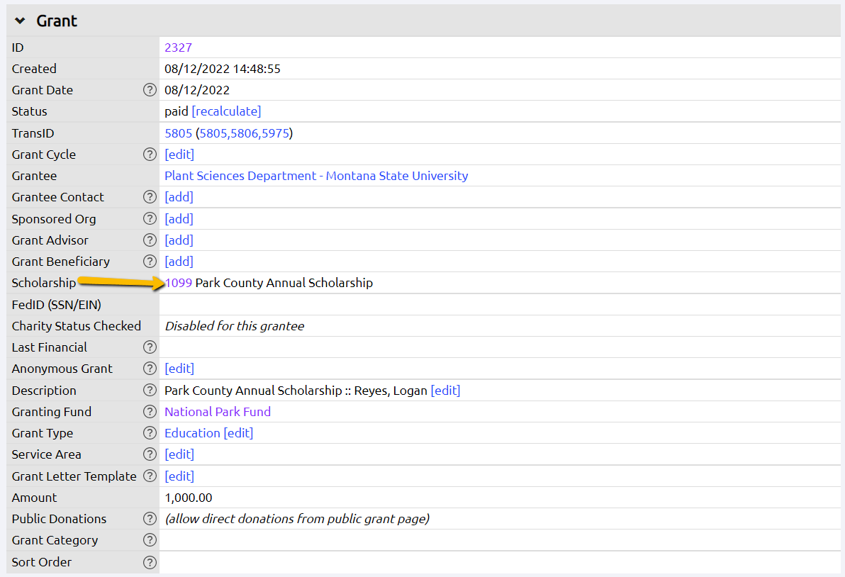 click correct scholarship ID