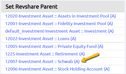 click investment account name