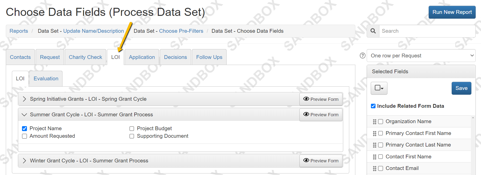 LOI, Application, and Follow Up tabs