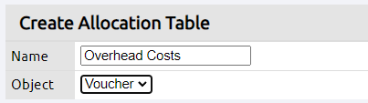 create allocation table