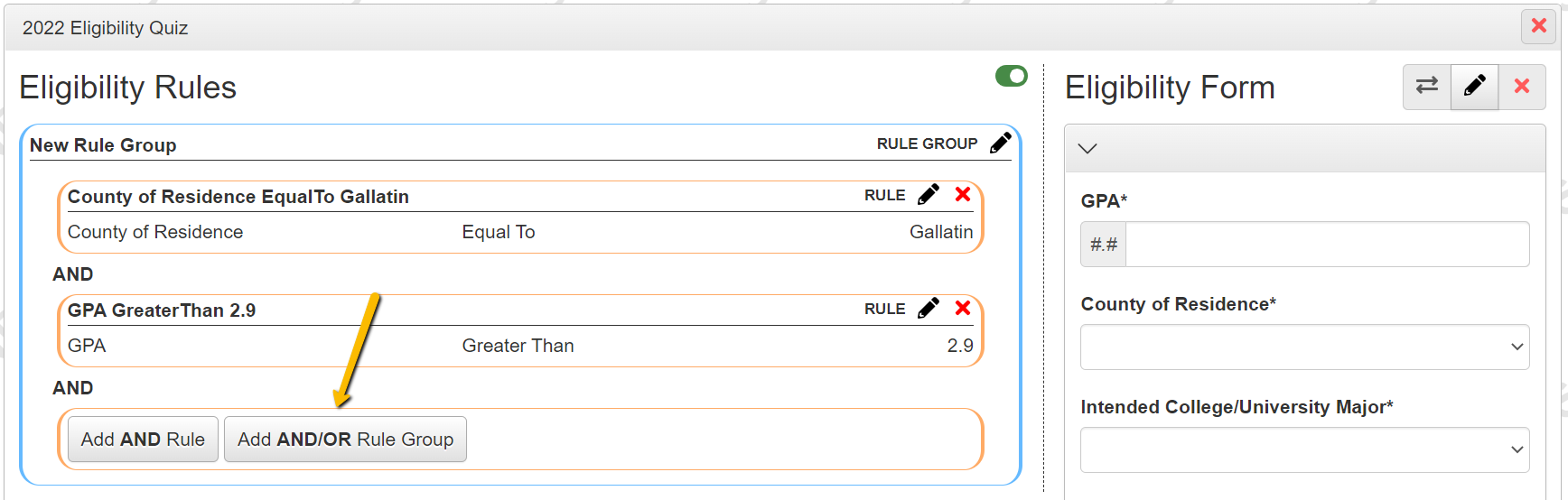 Build Eligibility Quiz Rules – Foundant Technologies