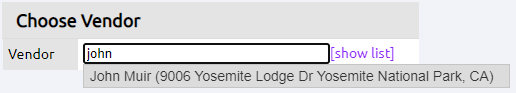 select vendor from drop down list